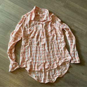 RED CAMEL Peach and White Plaid Button-Up Shirt